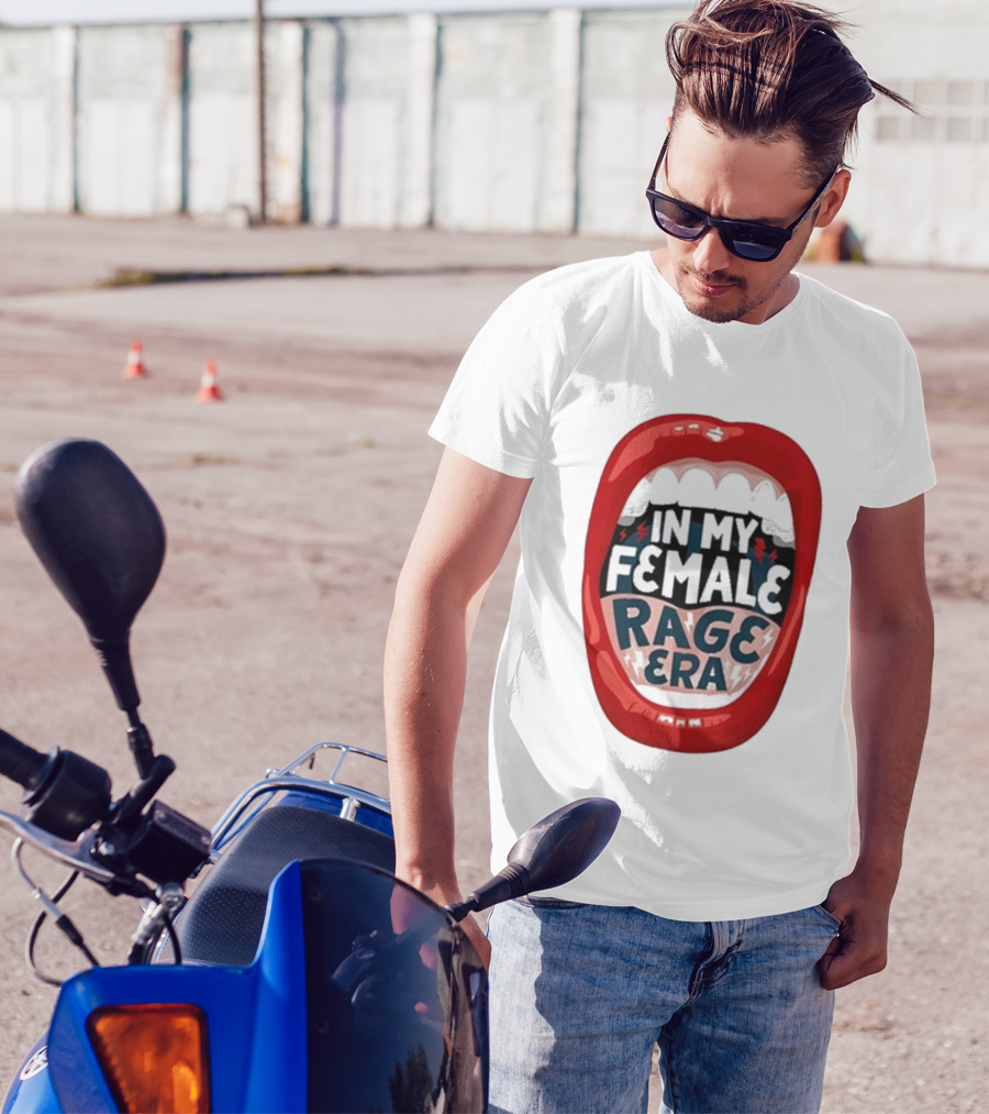 The Reswiftance In My Female Rage Era Red Lips Bold Typography T-Shirt