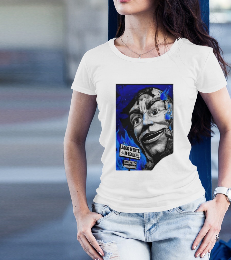 Jack White One Night Only Dallas TX Nov 13 2024 Tour Blue Flame Face T-Shirt
