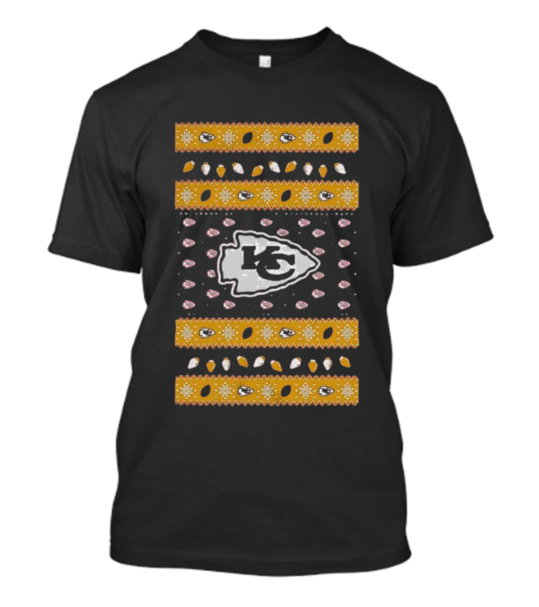 Kansas City Chiefs Holiday Lights Christmas 2024 Chiefs Logo Festive T-Shirt