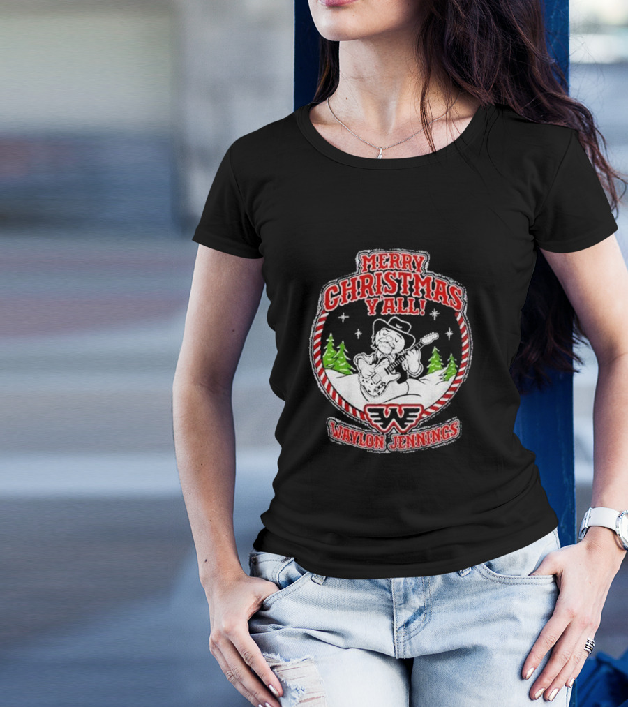 Merry Christmas Y'all Waylon Jennings T-Shirt