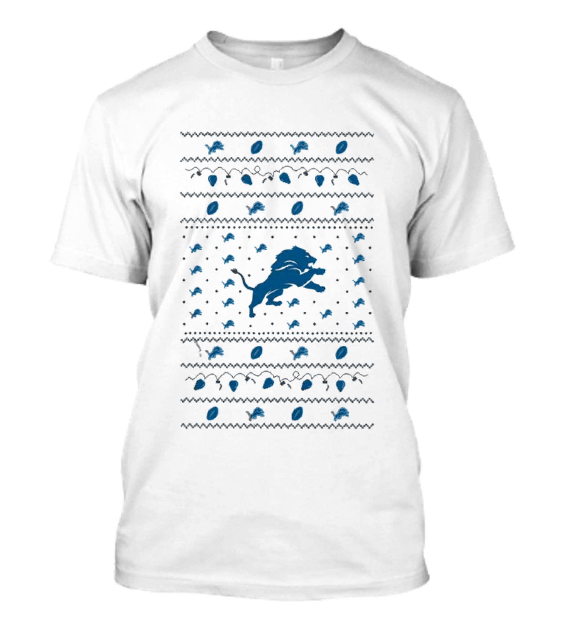 Detroit Lions Christmas Holiday Lights Merry Christmas 2024 Lions T-Shirt