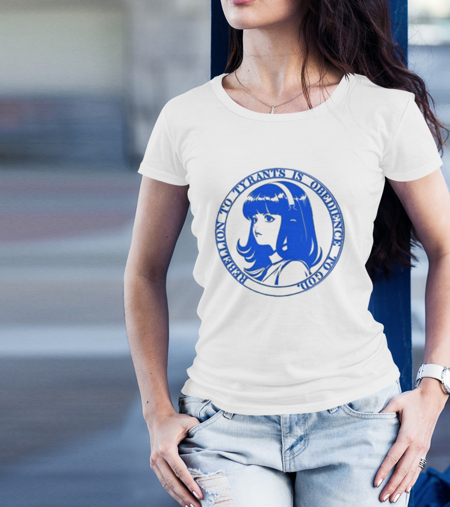 Rebellion To Tyrants Is Obedience To God Blue Anime T-Shirt