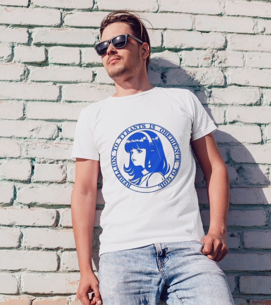 Rebellion To Tyrants Is Obedience To God Blue Anime T-Shirt