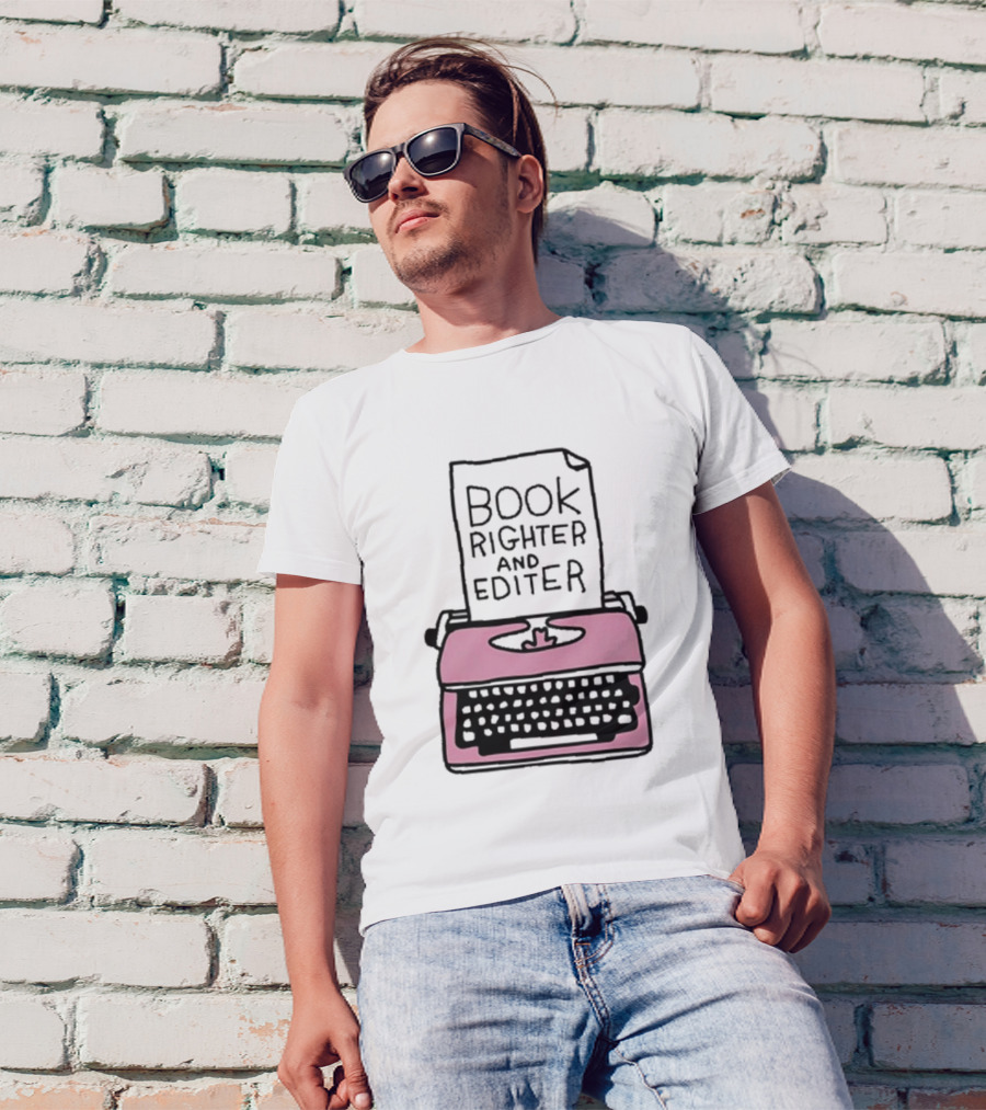 Book Righter And Editer Typo Pink Typewriter T-Shirt