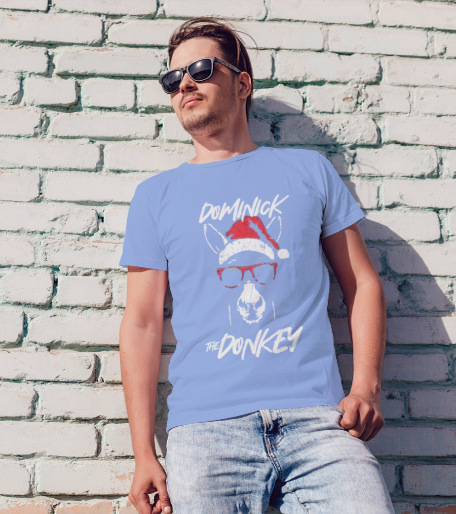 Dominick The Donkey Santa Hat Christmas Holiday T-Shirt