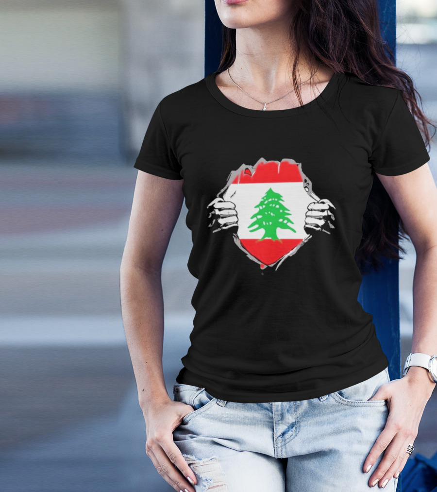 Lebanon Cedars Rugby League Lebanese Superhero Flag Icon T-Shirt