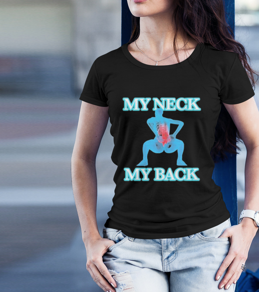 MY NECK MY BACK Skeleton Squatting With Lumbar Highlight T-Shirt