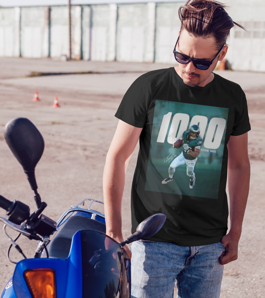 1000 Rushing Yards Football Player Signature T-Shirt