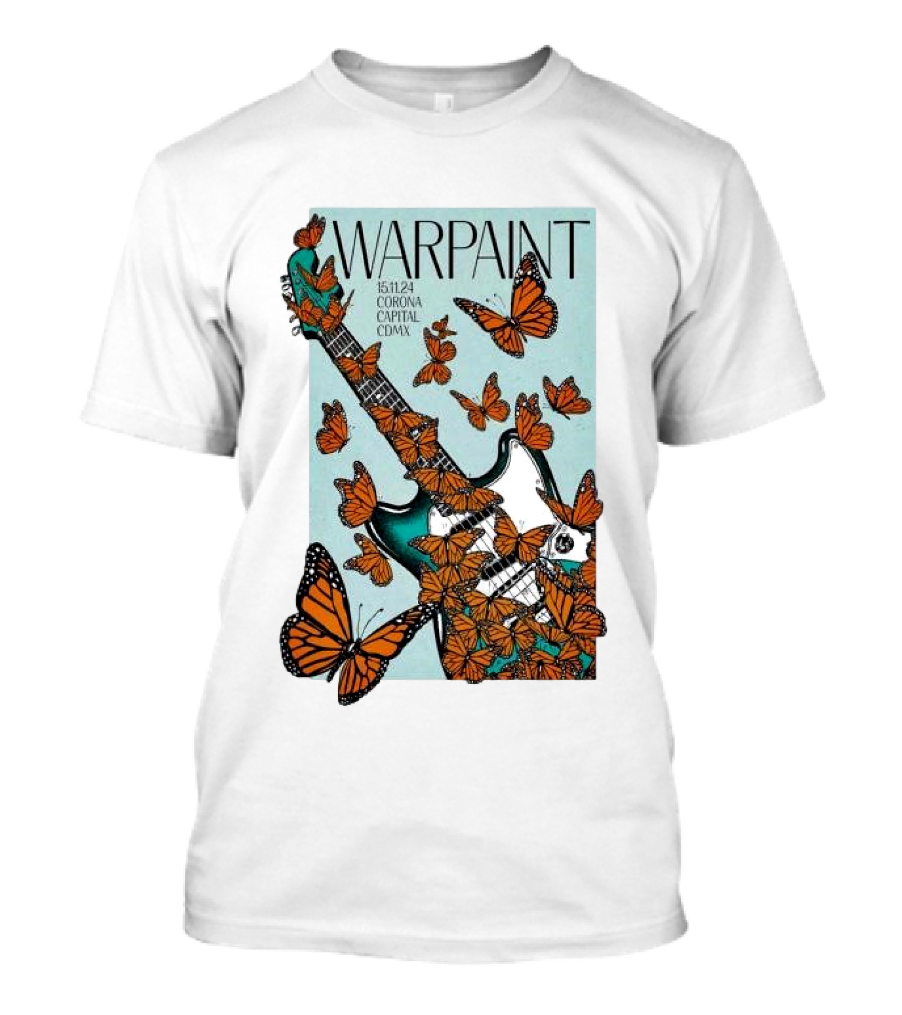 Warpaint Corona Capital CDMX November 15 2024 Butterfly Guitar T-Shirt