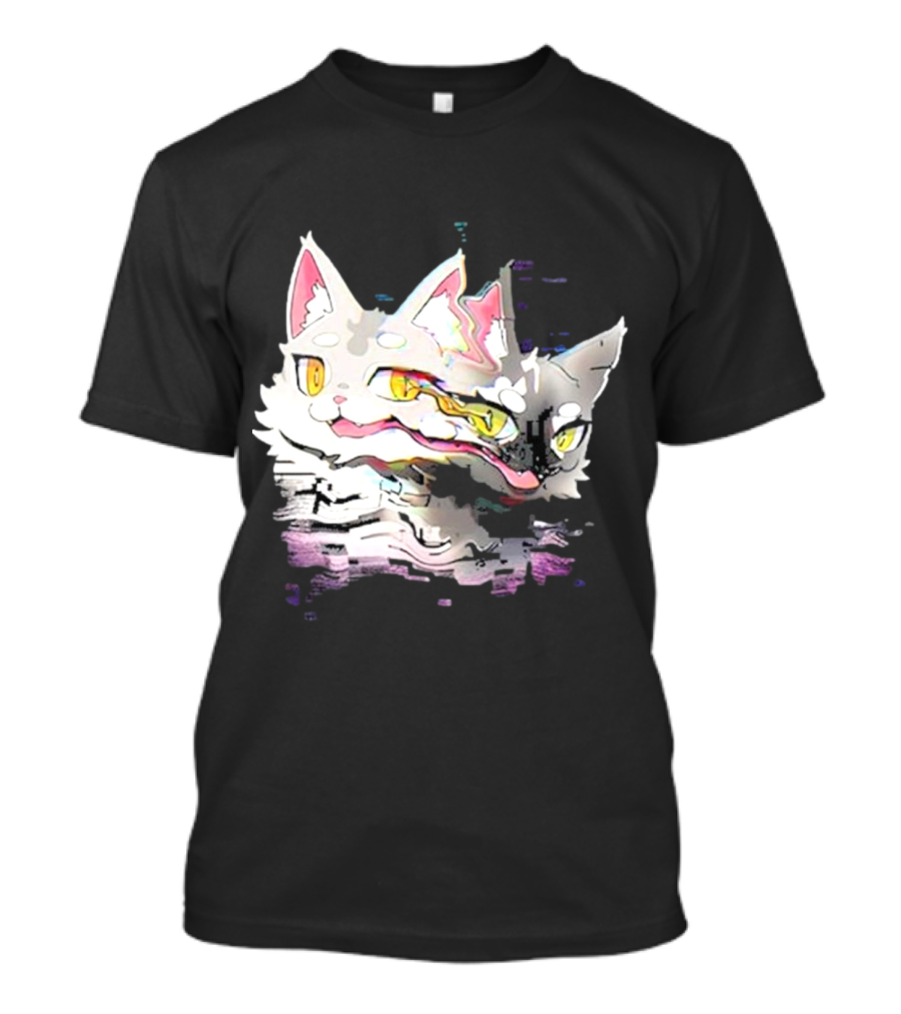 Aspen Hacked Cats 2024 Glitch Art Two-Faced Cat T-Shirt