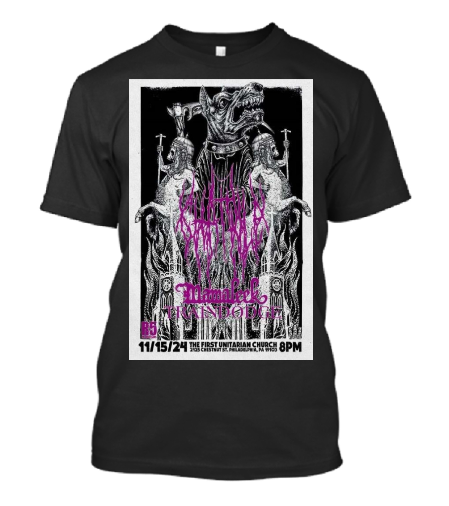 Chat Pile With Mamaleek Traindodge At The First Unitarian Church Philadelphia Nov 15 T-Shirt