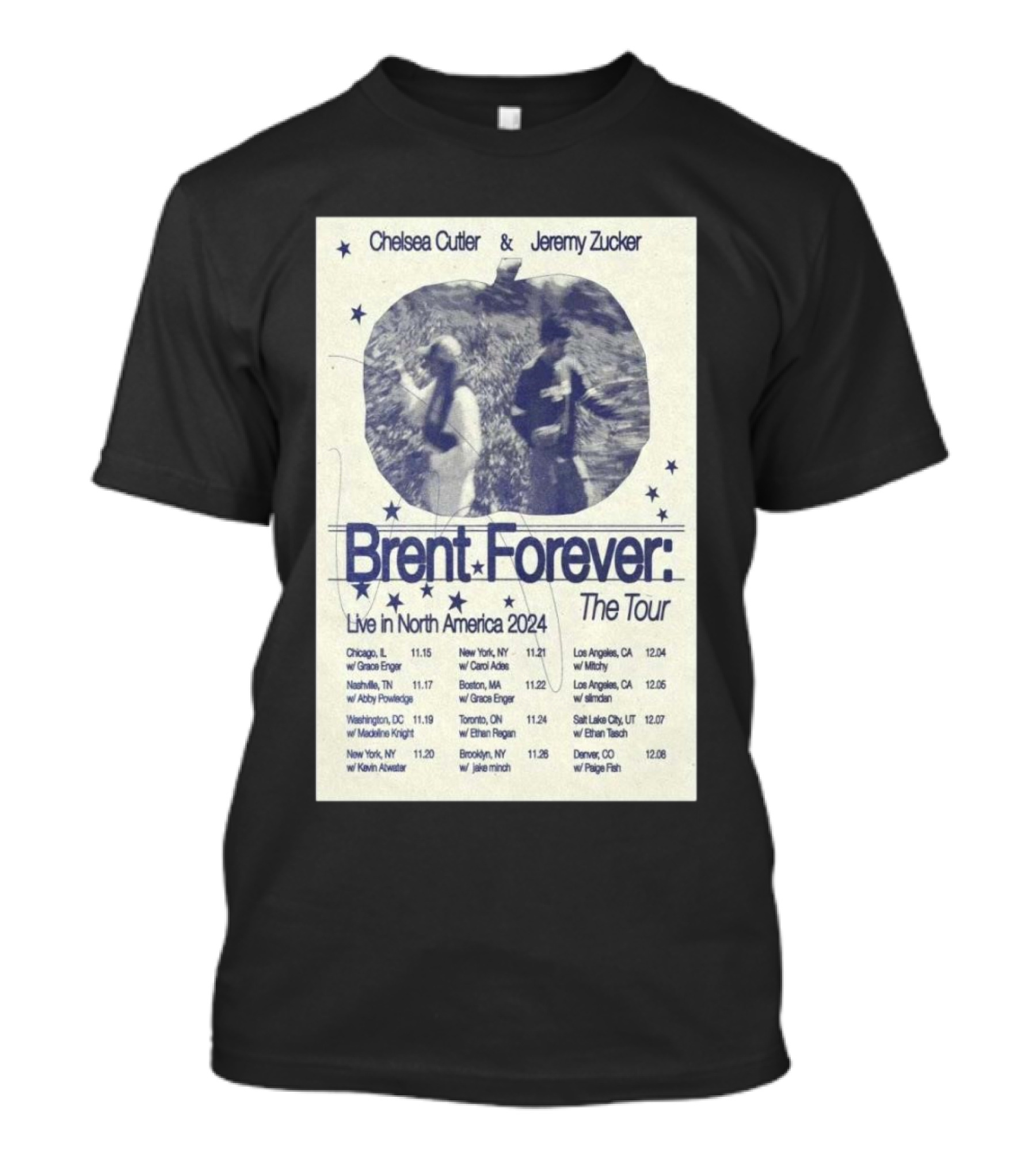 Chelsea Cutler And Jeremy Zucker Brent Forever Live In North America 2024 Tour Dates T-Shirt