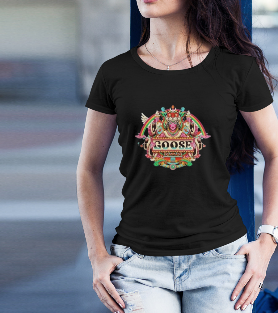 Goose Tiger Queen Tour Psychedelic Art Rainbow Wings T-Shirt