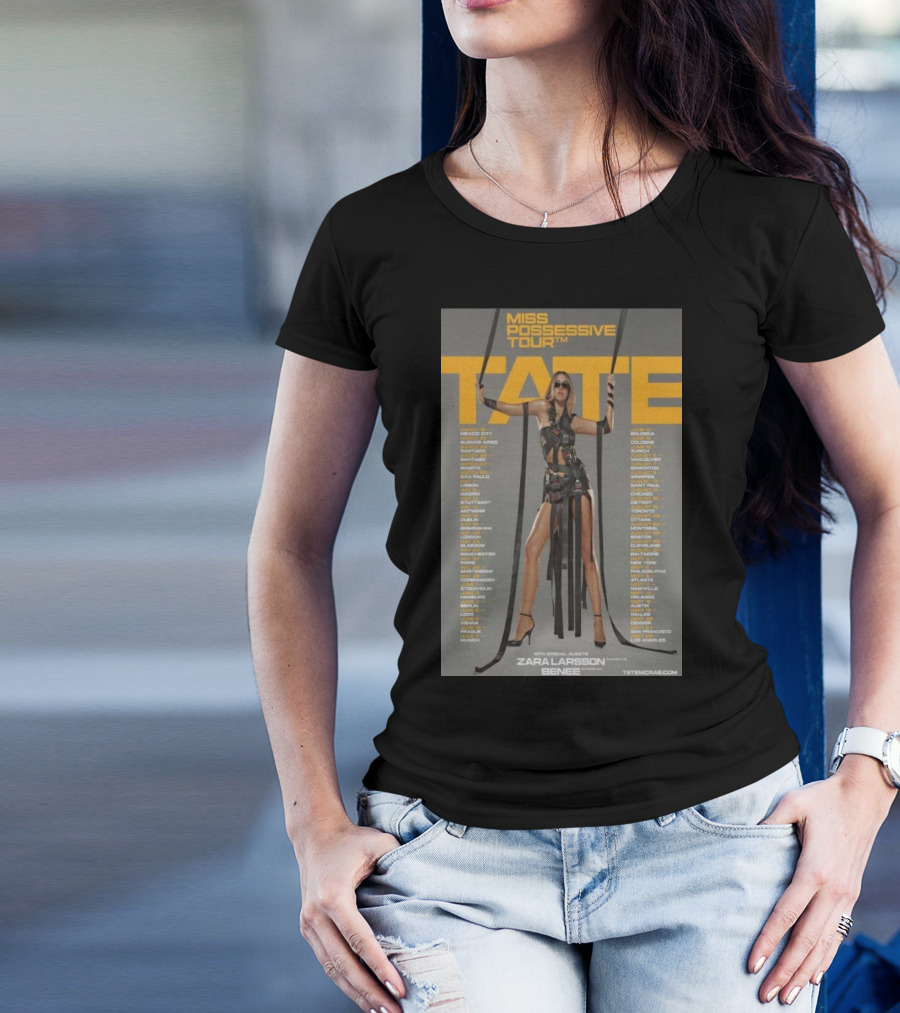 Tate McRae Miss Possessive Tour 2025 Featuring Zara Larsson And Benee Tour Dates T-Shirt