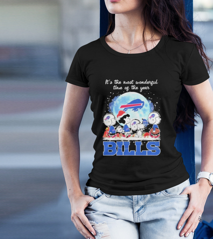 It's The Most Wonderful Time Of The Year Buffalo Bills Peanuts Football Holiday T-Shirt