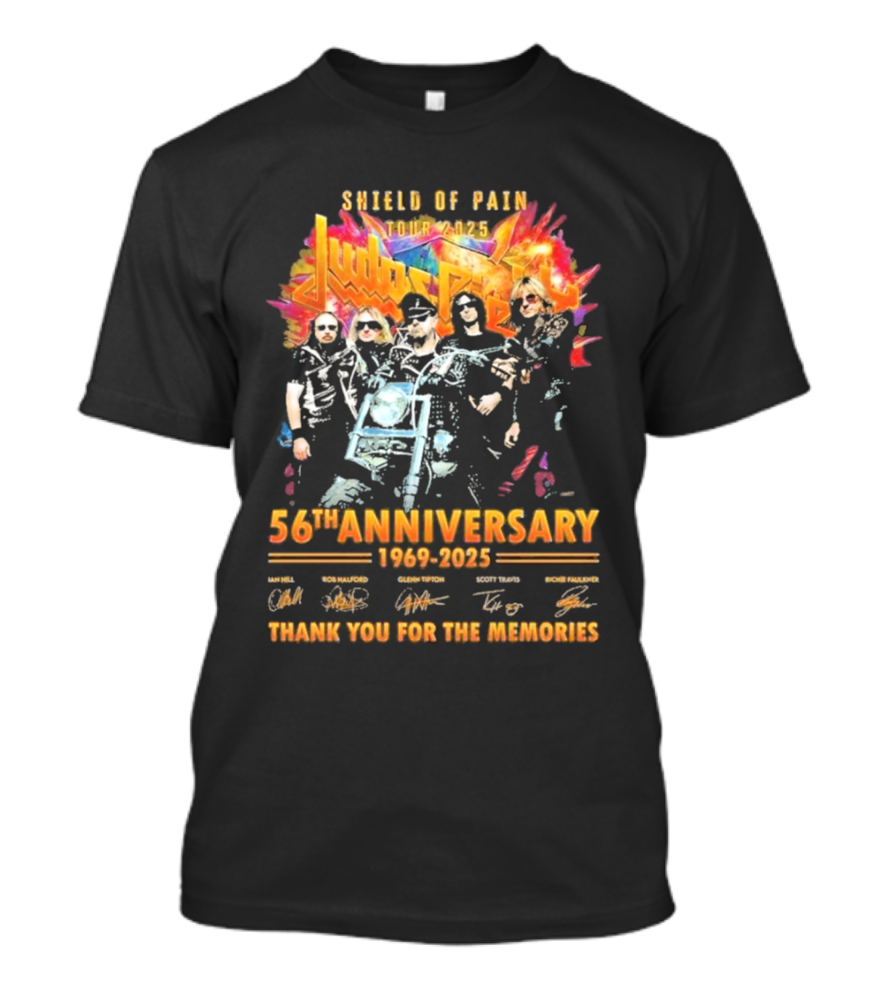 Judas Priest Shield Of Pain Tour 2025 56th Anniversary 1969-2025 Thank You For The Memories T-Shirt
