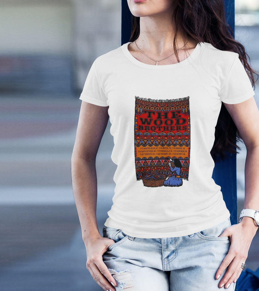 The Wood Brothers Tour November Phoenixville PA Colorful Tapestry Design With Tour Dates T-Shirt