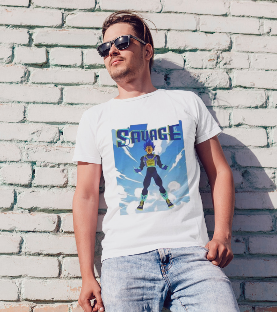Vegeta Blue Saiyan Savage Super Warrior Transformation Scene T-Shirt