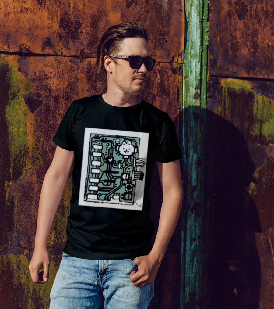 Cat Circuit Board Internals Of Electronics T-Shirt