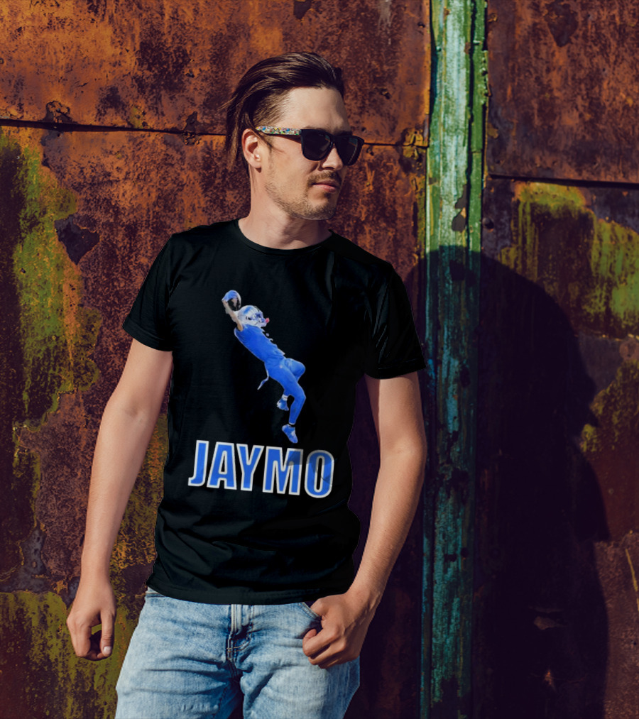 Jaymo Football Catch Jump Athlete Sports Blue Uniform T-Shirt