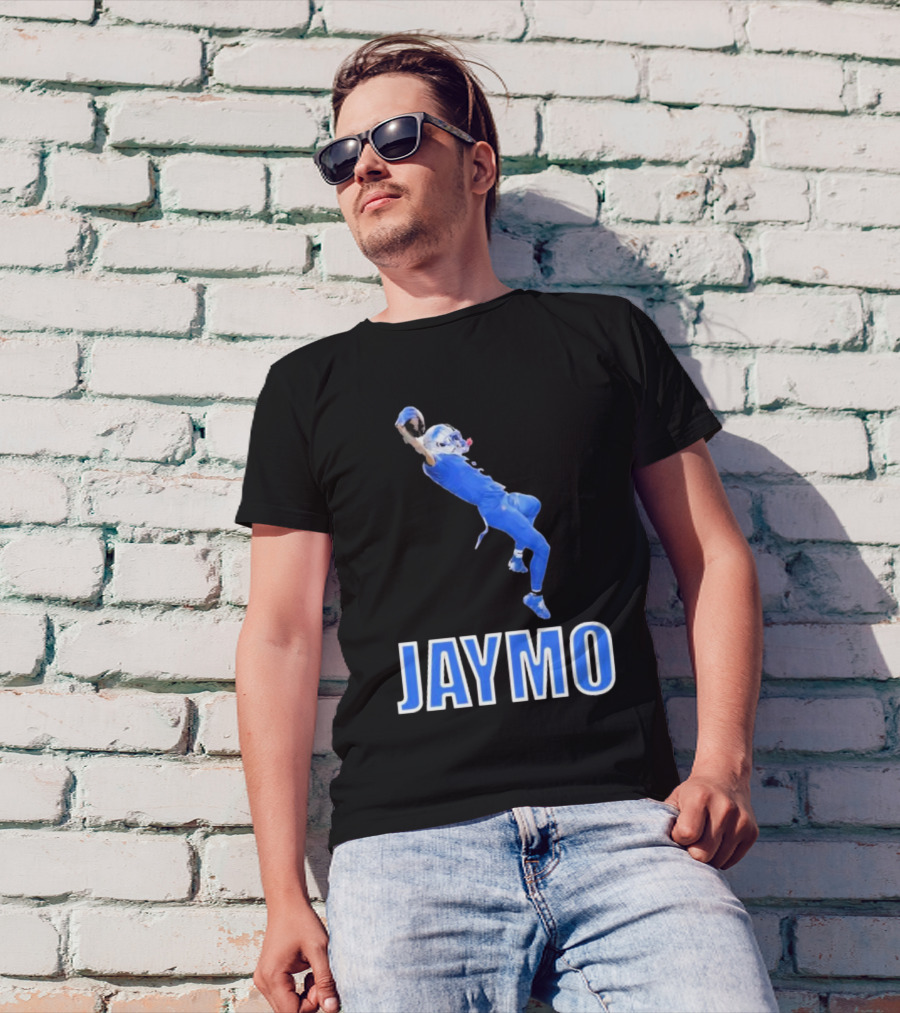 Jaymo Football Catch Jump Athlete Sports Blue Uniform T-Shirt