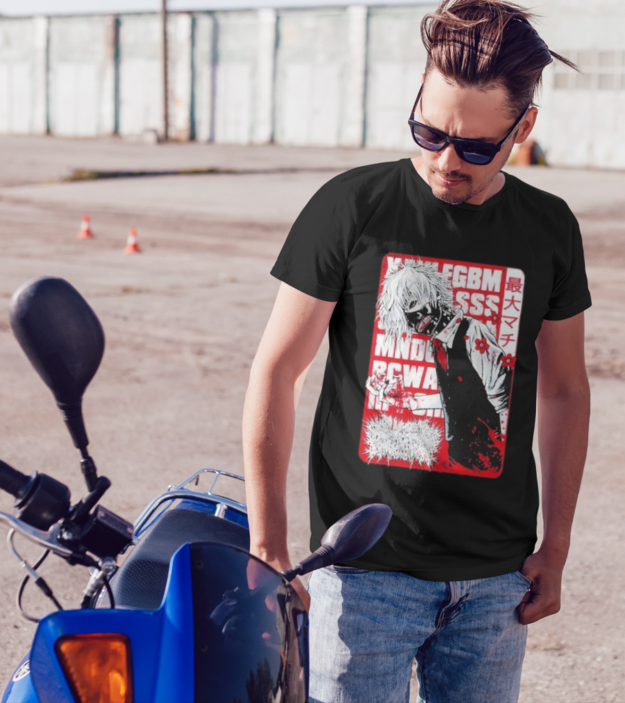 Xavleg Tokyo Ghoul Manga Style Character With Intense Red And White Graphics T-Shirt
