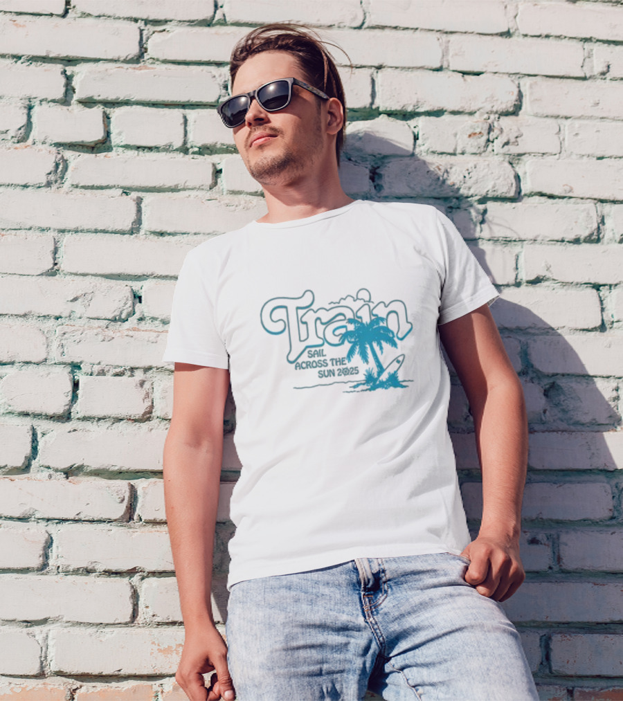 Train Sail Across The Sun 2025 Palm Surfboard T-Shirt