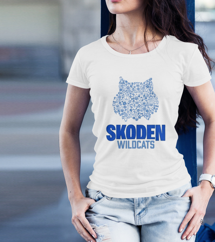 Skoden Wildcats Blue Emblem With Symbols T-Shirt