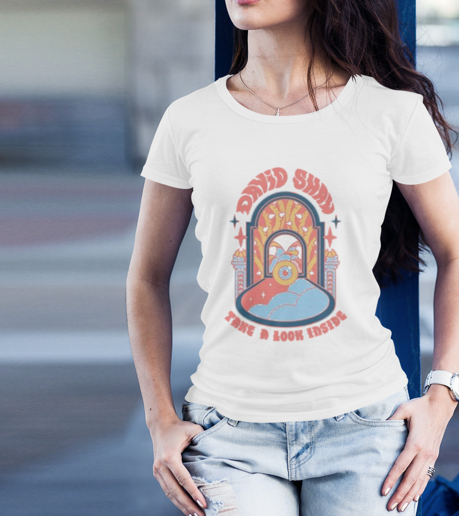 David Shaw Take A Look Inside Tour Psychedelic Portal Design With Stars And Clouds T-Shirt