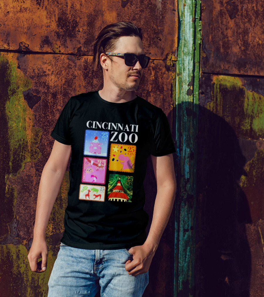 Cincinnati Zoo 2024 Christmas Art Stamps Collection T-Shirt