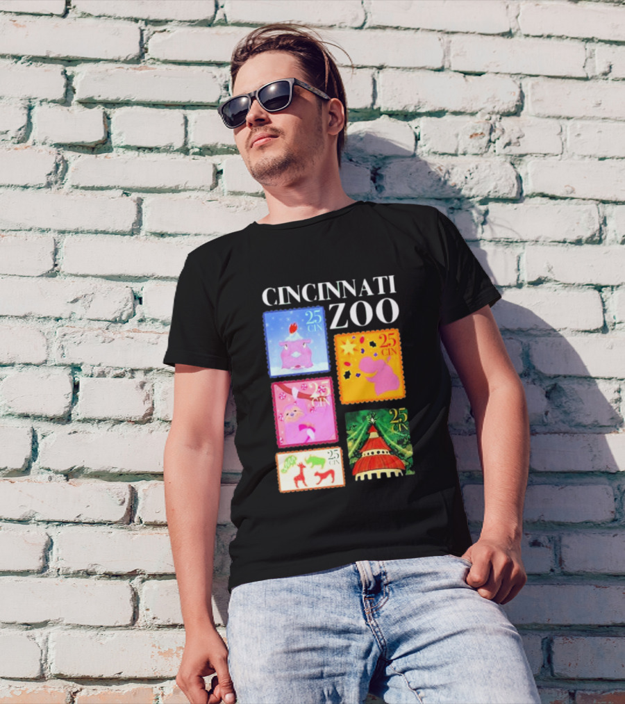 Cincinnati Zoo 2024 Christmas Art Stamps Collection T-Shirt