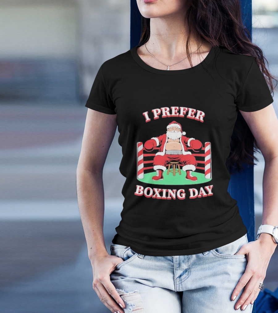 I Prefer Boxing Day Santa In Boxing Ring With Candy Cane Ropes T-Shirt