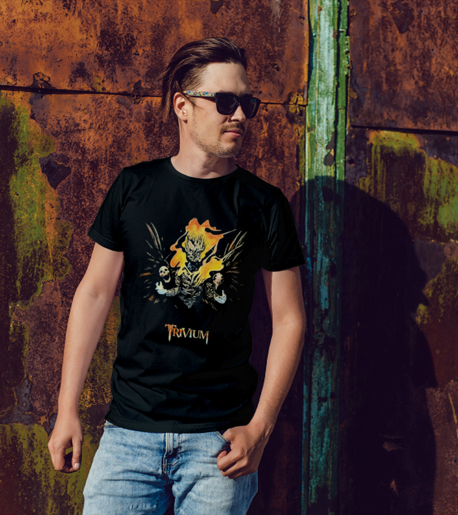 Trivium Fire Sword Flaming Demon Skulls T-Shirt