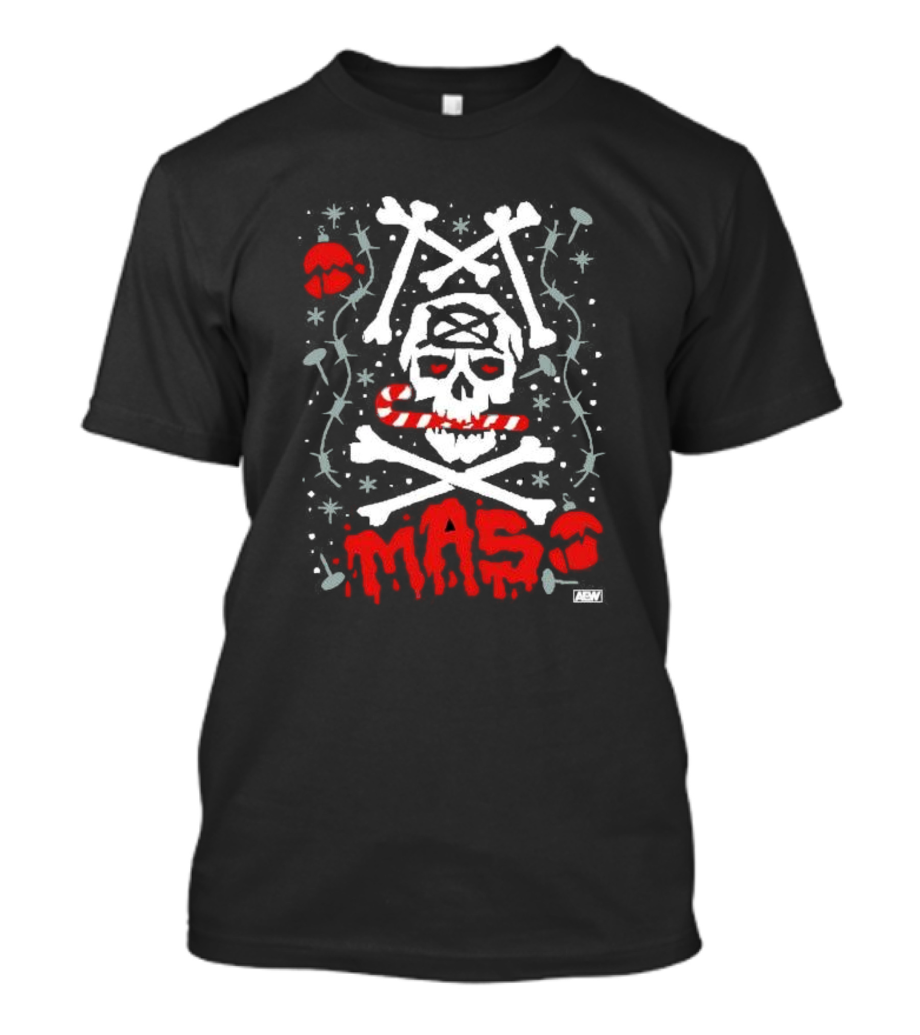 Jon Moxley Xmas Skull Candy Cane Holiday AEW T-Shirt