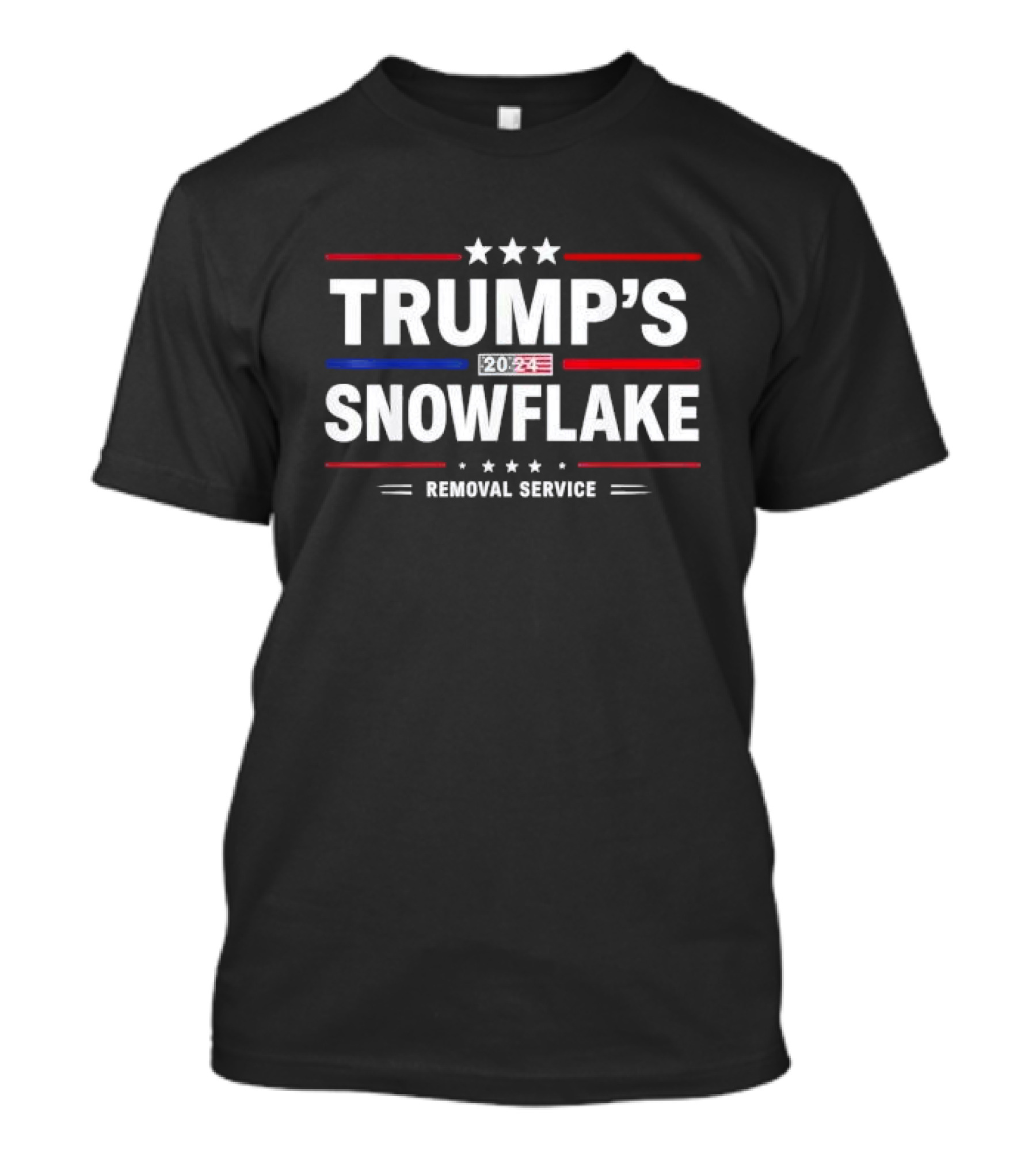 TRUMP'S 2024 SNOWFLAKE REMOVAL SERVICE THREE STARS RED WHITE AND BLUE LINES T-Shirt