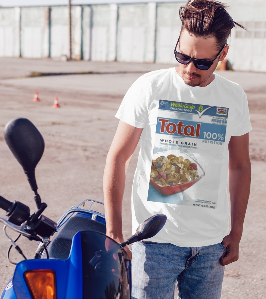 Total 100% Nutrition Whole Grain Crunchy Wheat Flakes Breakfast Cereal Box T-Shirt