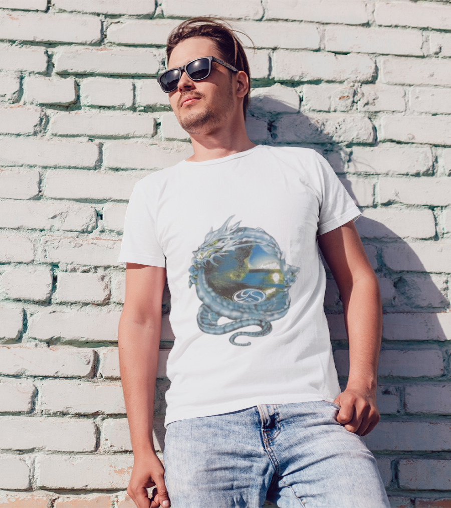 Yardsale Wave Serpent Dragon Landscape Sphere T-Shirt