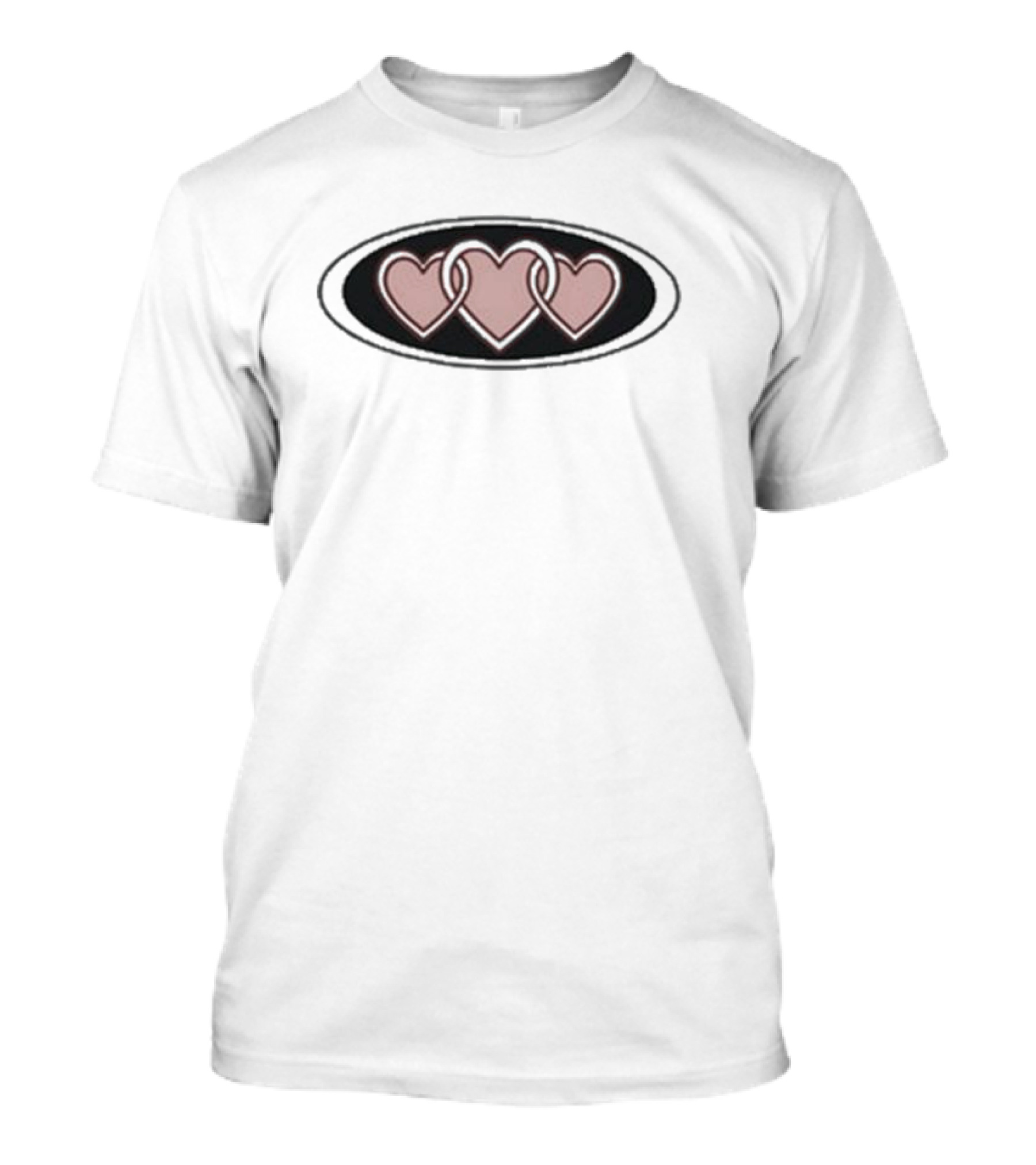 Yikes Of Hearts Interlocking Triple Hearts Oval Emblem T-Shirt