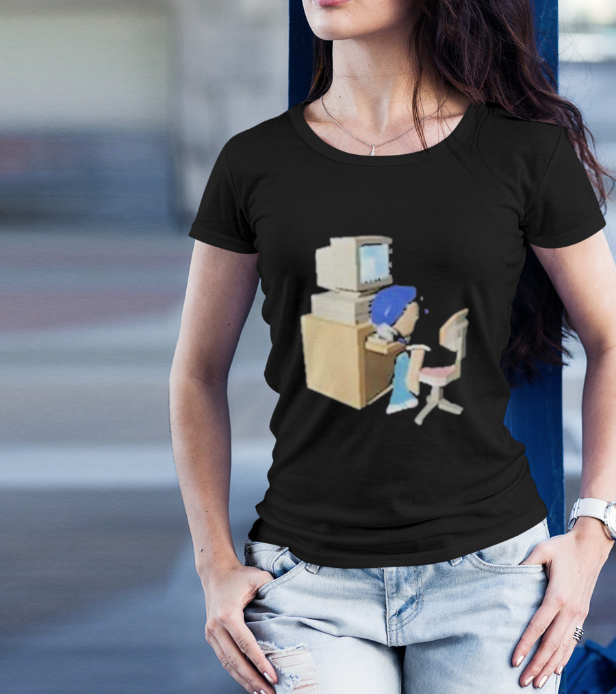 Nikki Carreon Internet Fatigue Vintage Computer Cartoon Figure T-Shirt