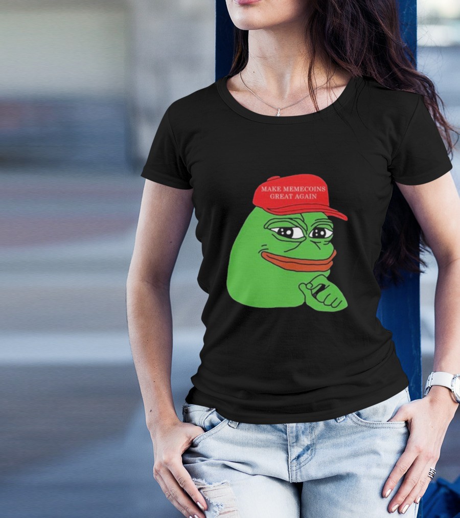 Pepe Make Memecoins Great Again Red Hat Meme Character T-Shirt