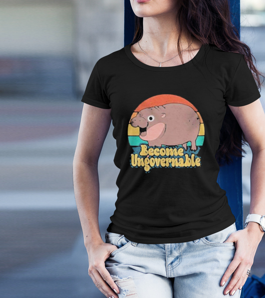 Become Ungovernable Baby Hippo Retro Circles T-Shirt