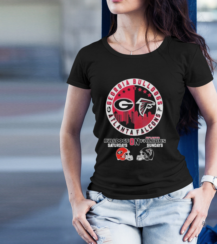 Georgia Bulldogs Saturdays Atlanta Falcons Sundays Football Fans T-Shirt