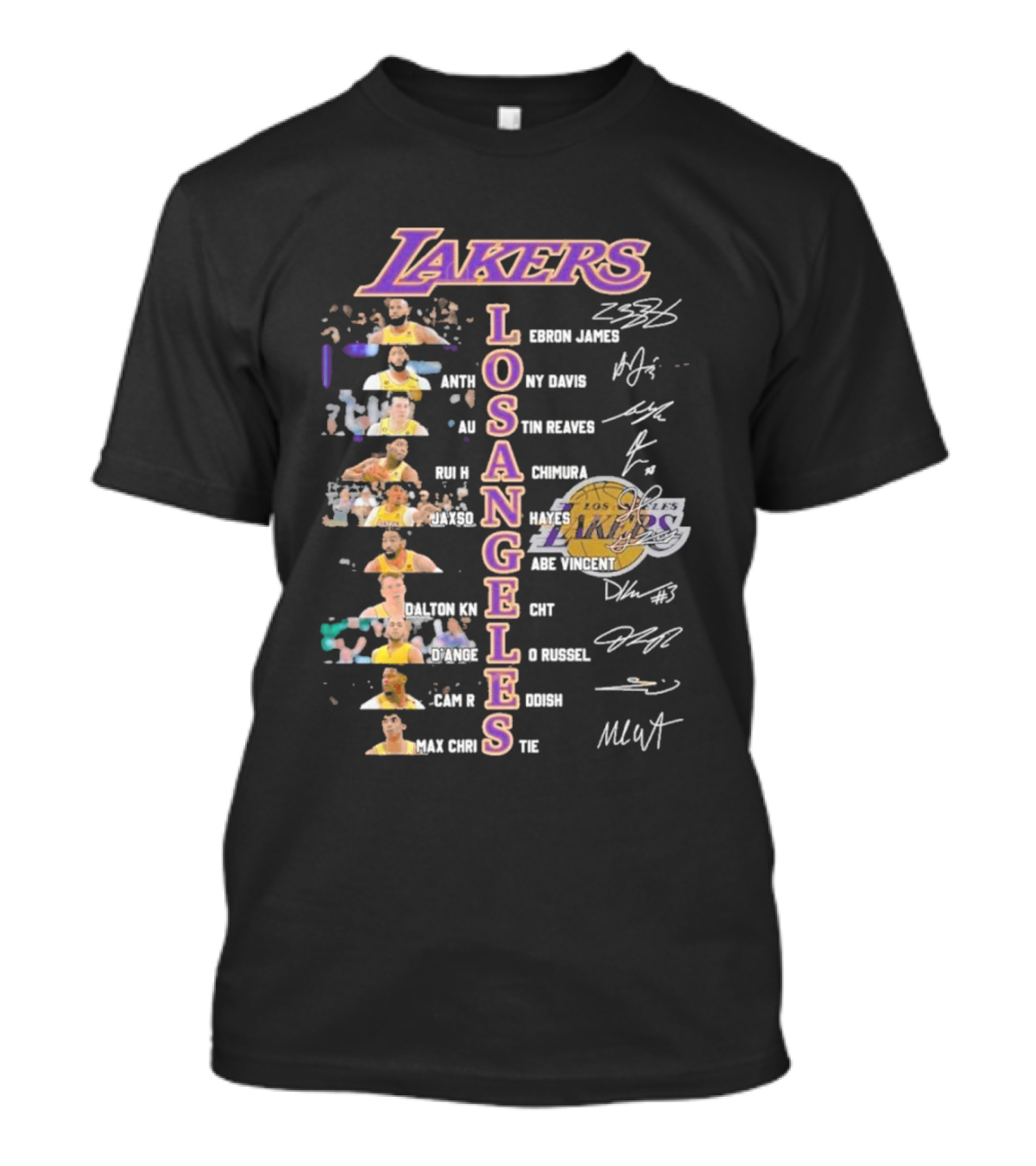 Lakers Los Angeles Signature LeBron James Anthony Davis Austin Reaves Rui Hachimura Hayes Vincent Kn CHT Russell D'Lo Christie T-Shirt