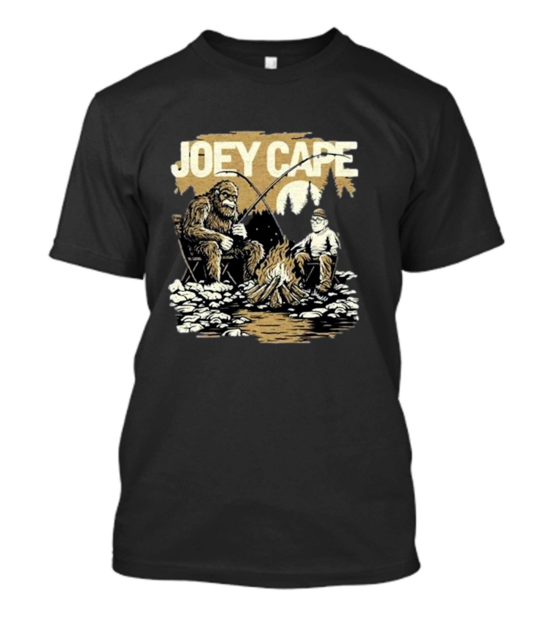 Joey Cape Tour Alberta 2024 Camping Scene With Sasquatch And Campfire T-Shirt