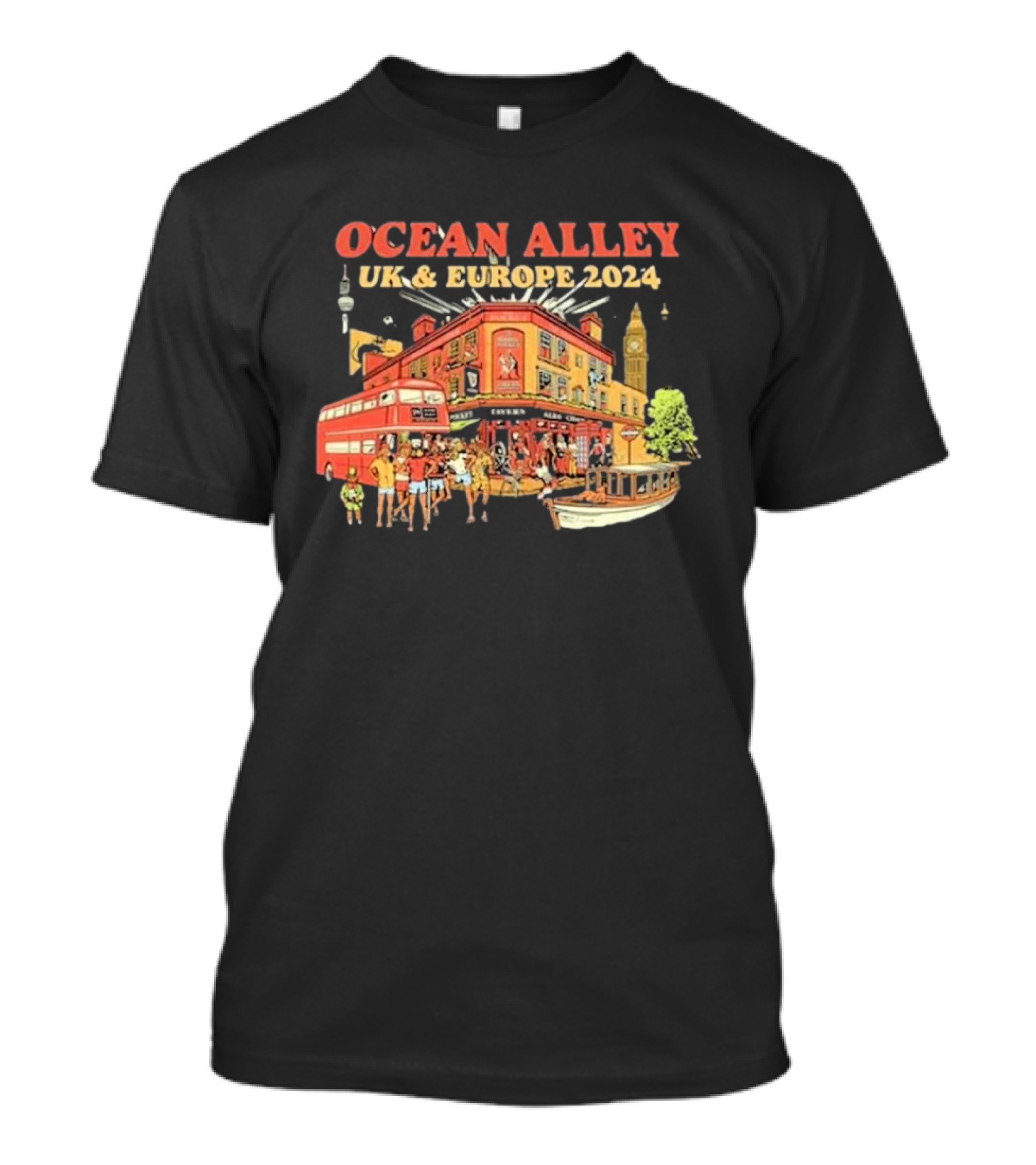 Ocean Alley UK And Europe 2024 Tour With London Red Bus And Iconic Big Ben T-Shirt