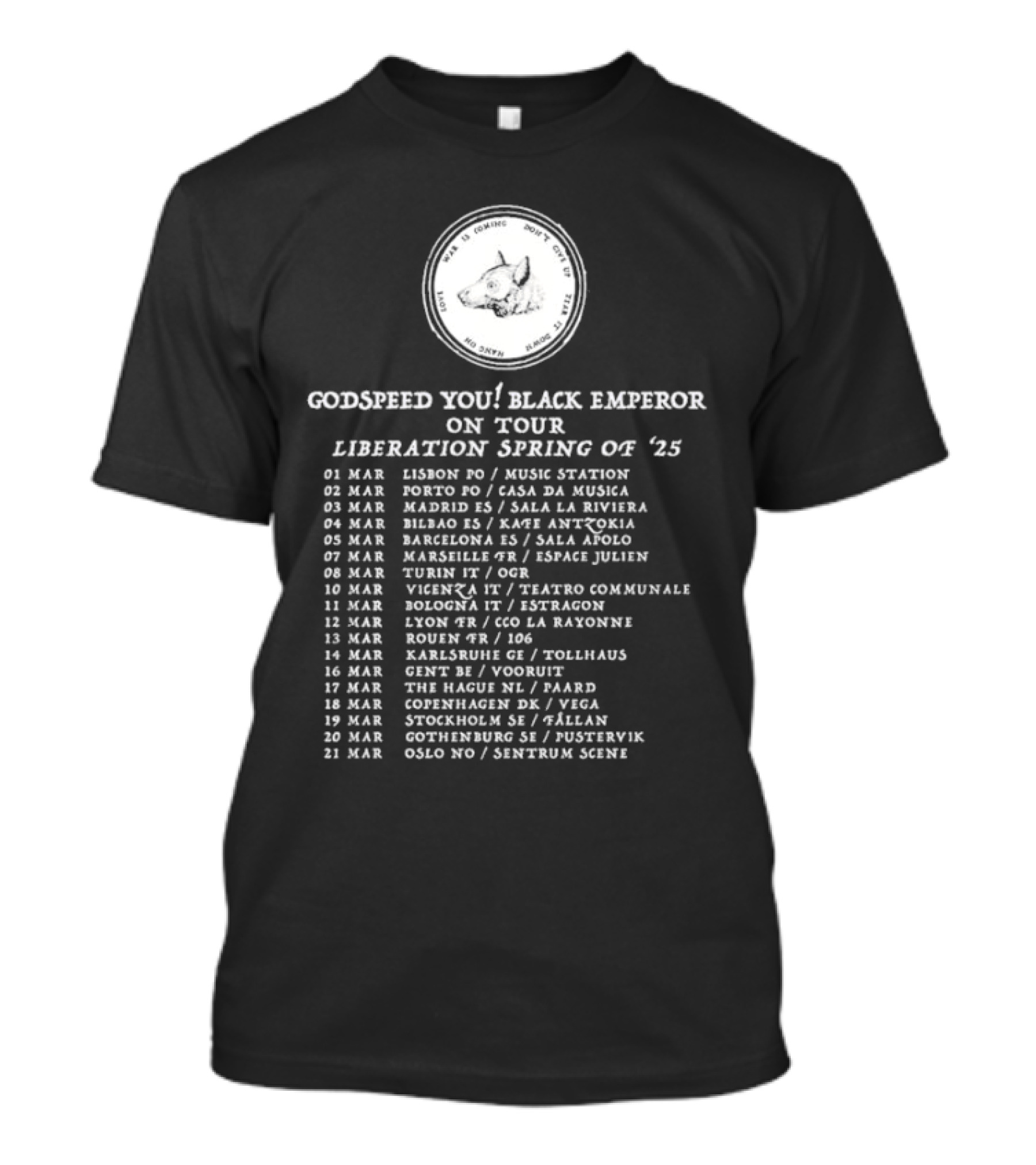 Godspeed You Black Emperor On Tour Liberation Spring 2025 Europe Dates T-Shirt