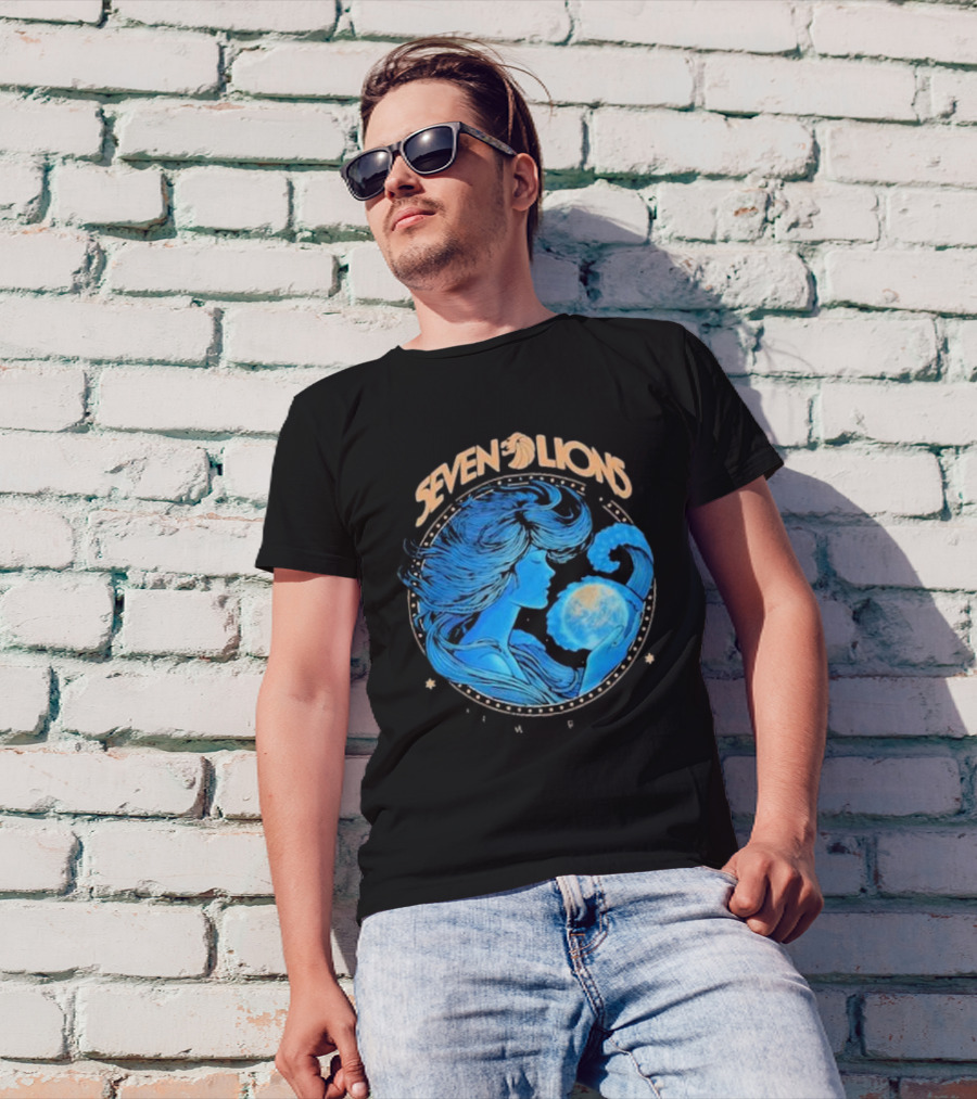 Seven Lions Worlds Apart Celestial Woman Holding Earth T-Shirt