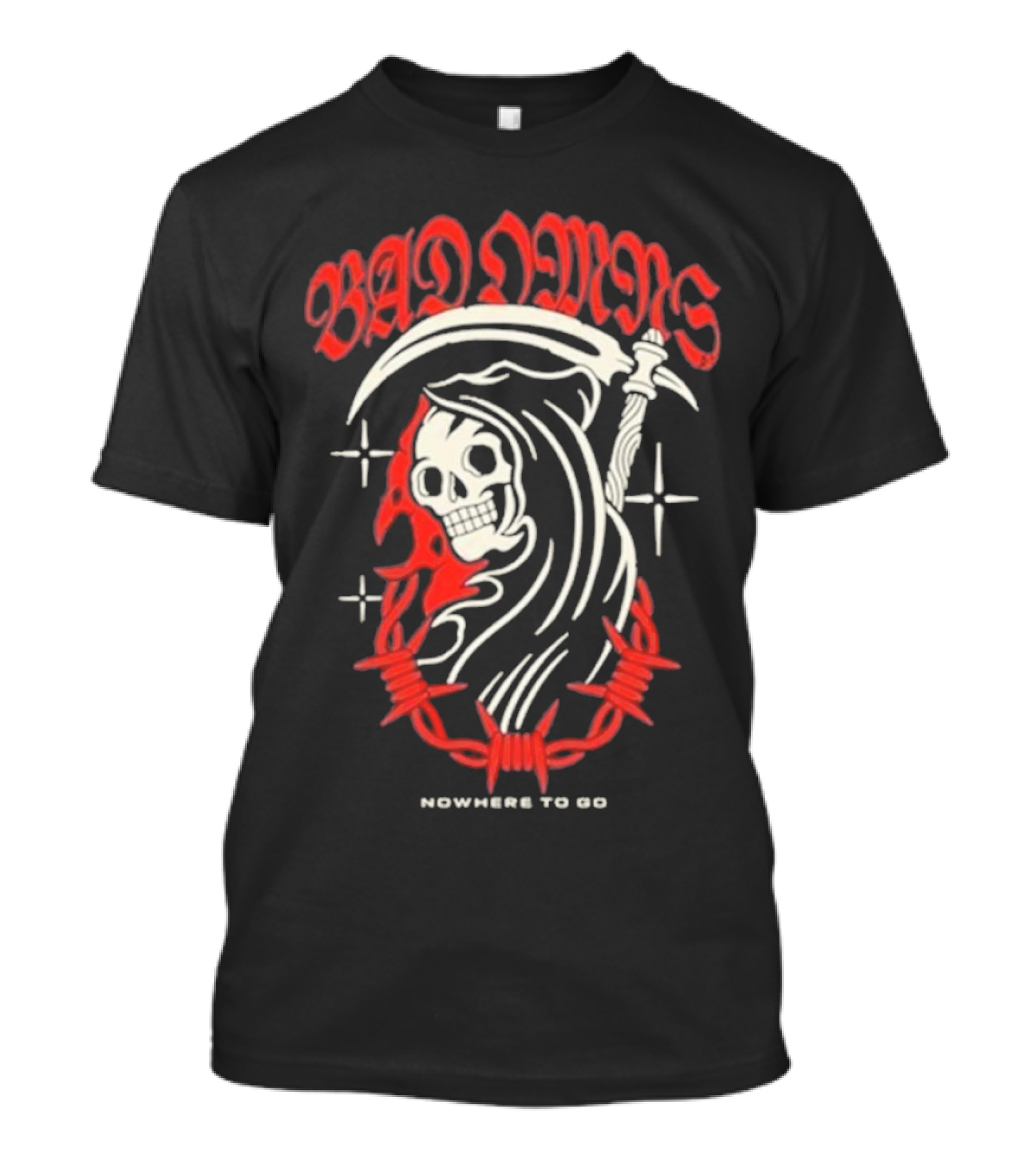 Winter Collection Bad Omens Nowhere To Go Grim Reaper And Barbed Wire T-Shirt