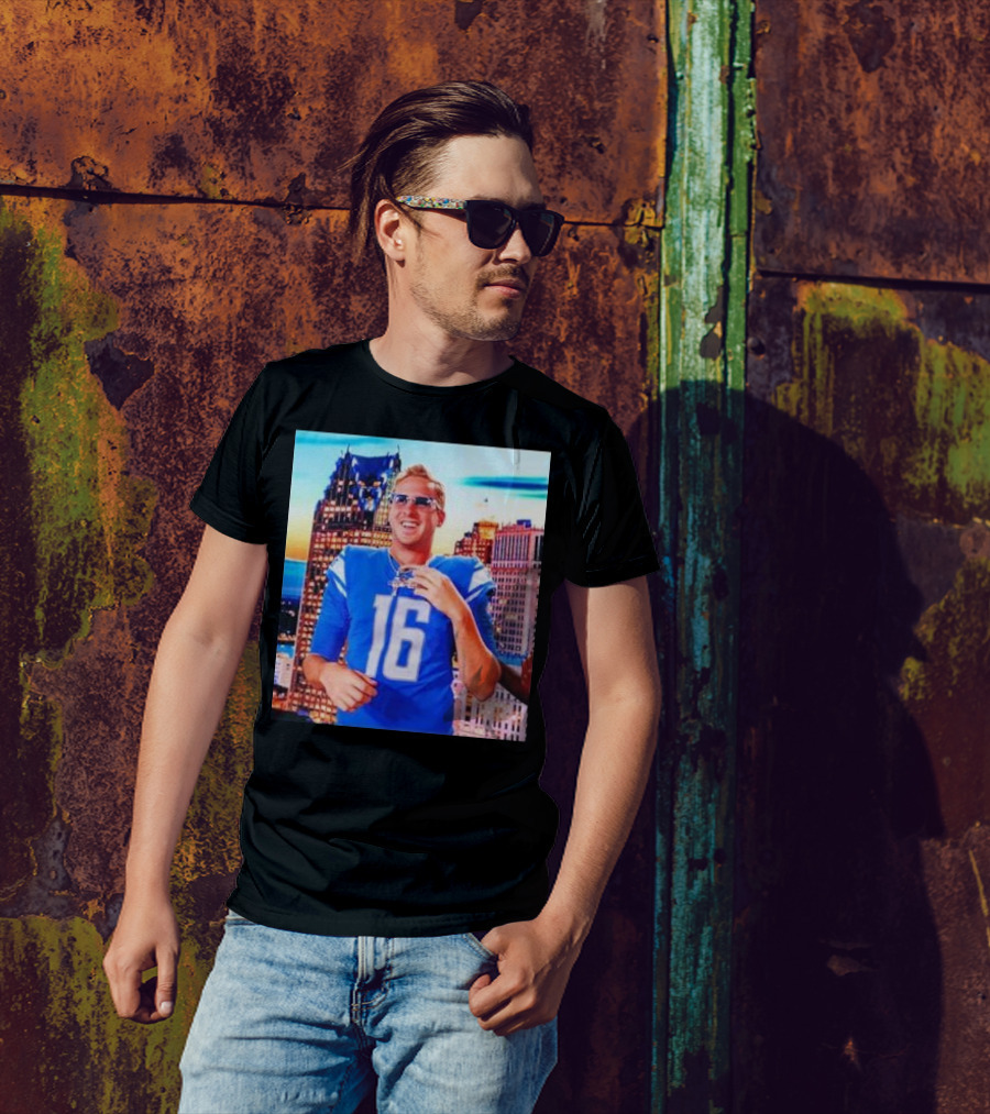 Iced Out Jared Goff Detroit Skyline Football Fashion T-Shirt