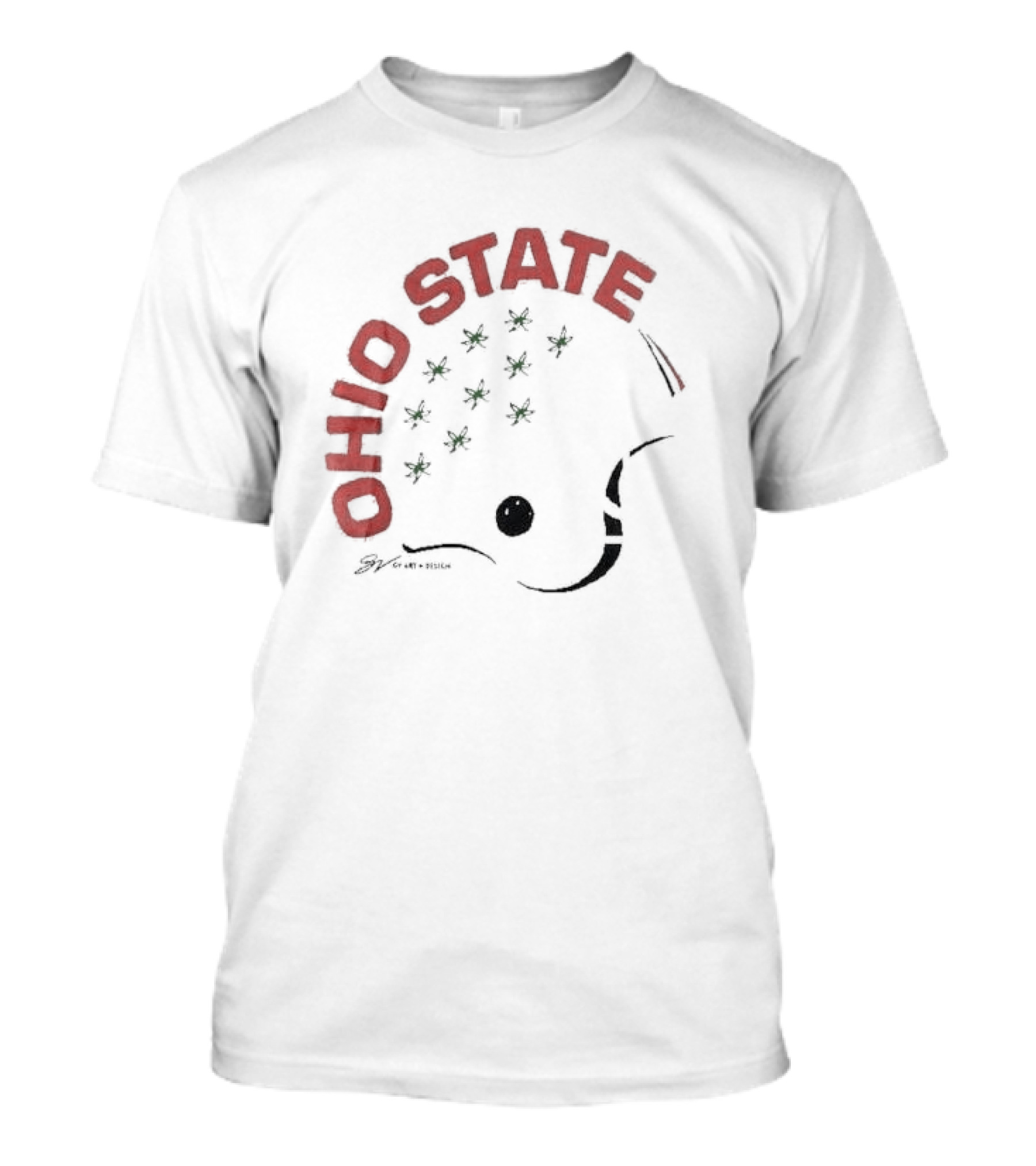 Ohio State Helmet Design With Buckeye Leaves T-Shirt